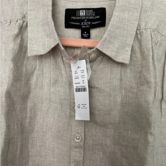 New J. Crew Light Beige Irish Linen Sleeveless Blouse - Picture 5 of 6